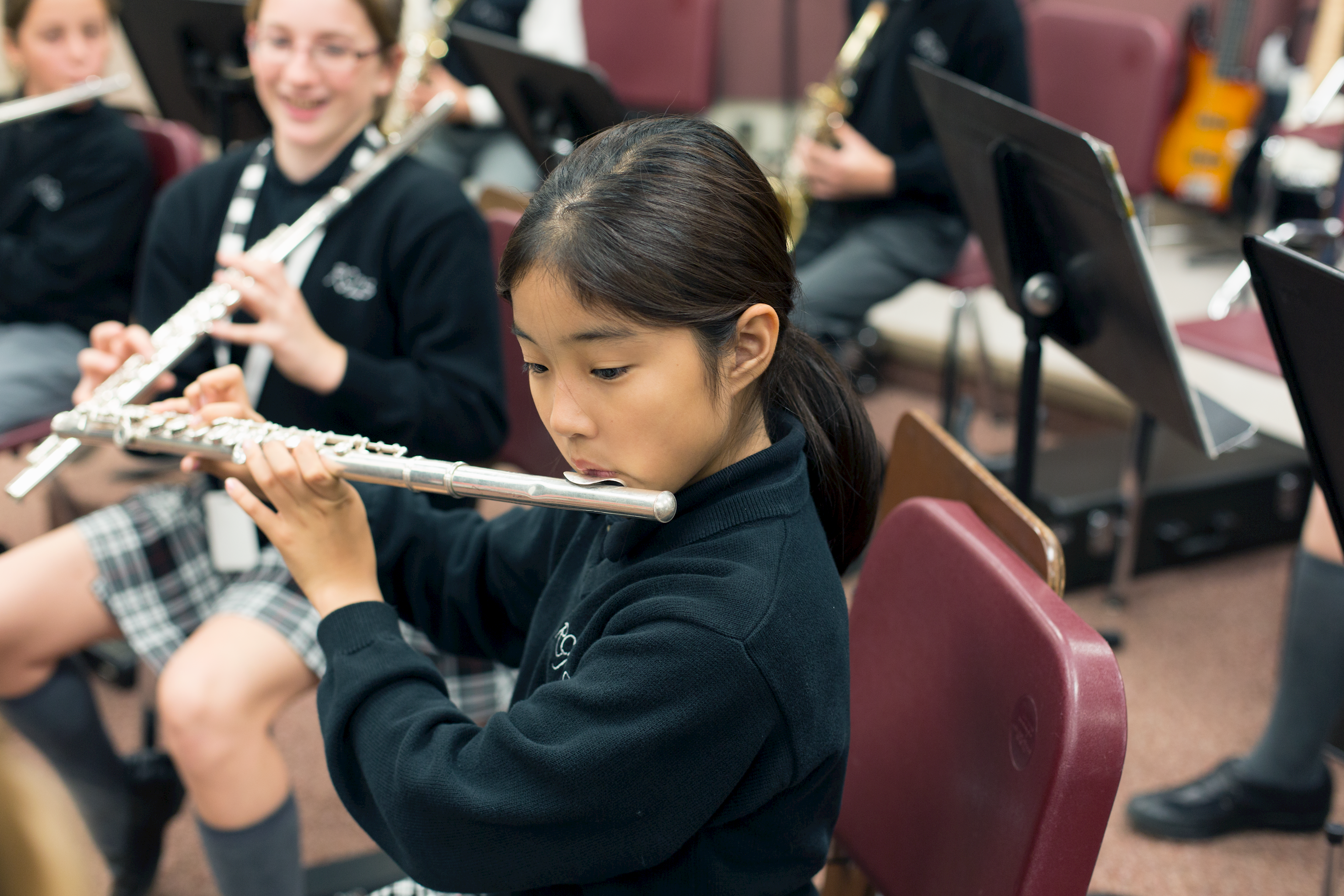 Student playing flute